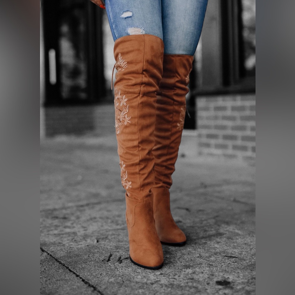 Brenna Over-The-Knee Floral Boots